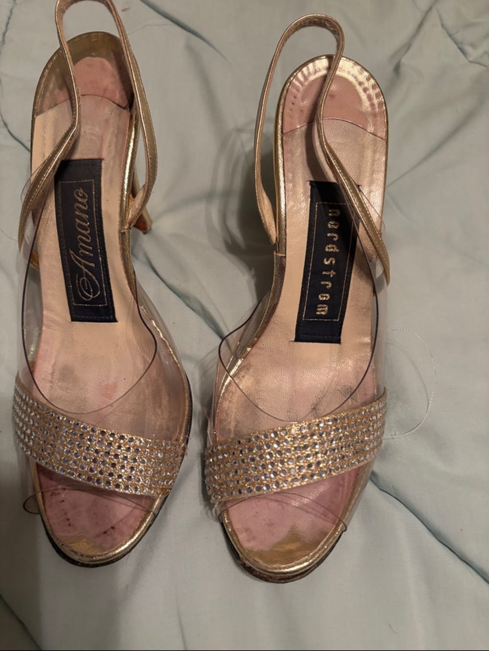 Nordstrom Gold Crystal Slingback Heels